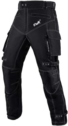 HWK Motorcycle Pants for Men and Women with Water Resistant Cordura Textile Fabric for Enduro Motocross Motorbike Riding & Impact Armor, Dual Sport Motorcycle Pants with 36-38 Waist, 34 Inseam