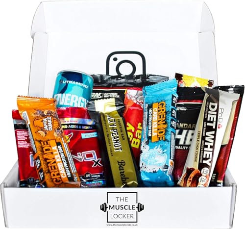 Muscle Locker Protein Snack Box - Gym Gifts for Men & Women - High Protein Hamper with Bars & Snacks - Fitness Gift for Gym Lovers - High Protein Selection Box