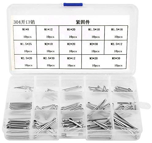 Splinte Set, Split-Sortiment, 150 Stück 15 Arten 304 Edelstahl Split-Cotter Pins Clip Schlüssel Fastner Fitting Sortiment Kit M1-M3