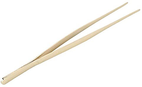 Edelstahl-Kochpinzette Long Food Tongs Gerade Kochpinzette mit gezackter Spitze für den Heimgebrauch(Gold)