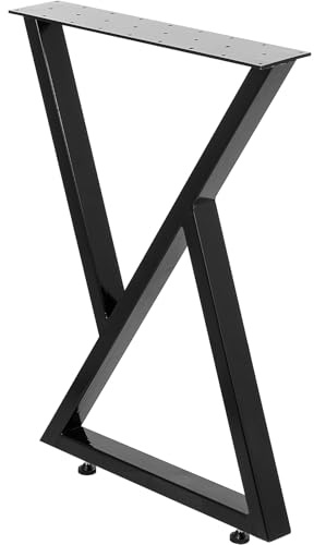VEVOR Pieds de Table en Métal, 61x71 cm, Pieds de Bureau en Acier, Lot de 2, Capacité de Charge 800 kg, Conception Zigzag, Style Moderne, avec Protecteurs de Sol, Pieds de Tables Basses pour Maison