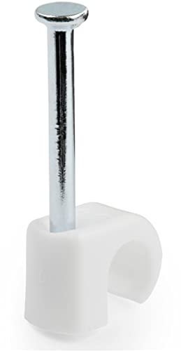 Confezione da 100 fermacavi con chiodo, riutilizzabili, morsetti per fissaggio cavi, cavi Ethernet, AV/coassiali, per mattoni/cartongesso, colore bianco, TAA (CBMNMCC2)