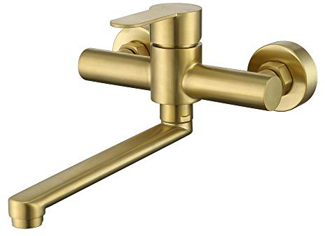 HomeLava 360° Drehbar Wand Wasserhahn 304 Edelstahl Küchenarmatur Wandarmatur Wandmontage Spültischarmatur Armatur Einhebelmischer für Küche Waschbecken Gebürstetes Gold