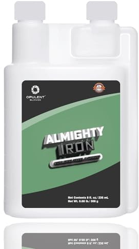 Almighty Iron | (8 fl. oz.) | Makes up to 50 gallons & Covers Up to 50,000 sq. ft. | Liquid Iron - 10% Iron Amino Acid Complex | Foliar Applied Iron for Plants |