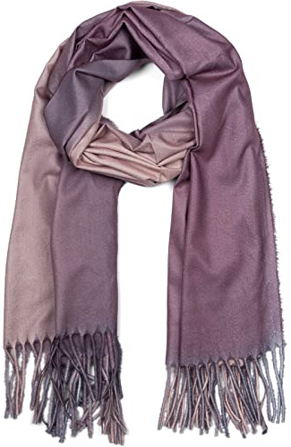 styleBREAKER Damen Schal Ombré Farbverlauf 2-Tone | 192x69 cm Maß, 9 cm lange Fransen an den Enden, weiches Winter-Tuch, vielseitig als warme Schulter-Stola nutzbar.