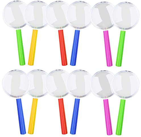 GOLDGE 12 Stück Lupen Kinder-Lupen Spielzeug Mitgebsel für Kinder aus Kunststoff Acryl Party, Kindergeburtstag Geschenk
