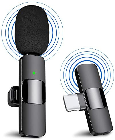 Kabelloses Lavalier Mikrofon für Android Telefon/Laptop mit USB C – Wireless Mini Mikrofon für Handy – Kleines Lavalier Mikrofon USB C Kabellos Ansteckmikrofon für Aufnahme, YouTube, Facebook, TikTok