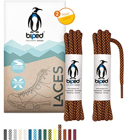 biped LACES 2 Paar bicolor Rope Schnürsenkel rund aus Polyester ø 4,5 mm extra robust - reißfeste bunte Schuhbänder für Outdoor, Trekking und Sport, Stiefel und Sneaker z2918