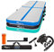 KM KM Fit Turnmatte Aufblasbar Airtrack Gymnastikmatte 4M Tumbling Matte Fitness-Matte inkl.Tragetasche, elektr.Luftpumpe&Flick-Set Yogamatte, Trainingsmatte UV-Beständig Turn- & Fitness Blau
