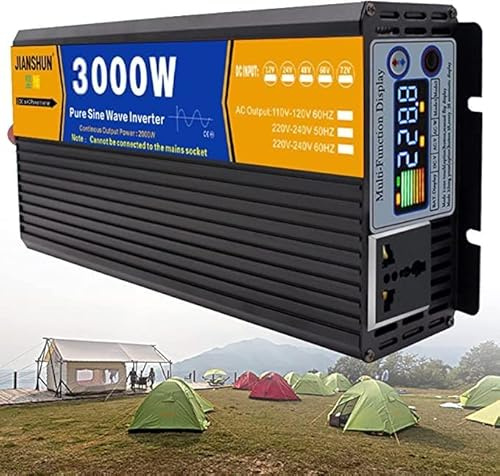 3000w 4000w 5000w 6000w 8000w Onduleur à Onde Sinusoïdale Pure, Dc 12v/24v/48v à 110v/220v Ac Convertisseur De Voiture Pour Camping-car, Camion, Voiture, Système Solaire, Voyage, Camping,3000W-24V