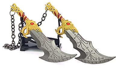 God of War Chaos Blade Thunder Hammer Hache Weapon Model Keychain avec support d'affichage pour les fans d'anime