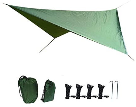 Hängematte Camping Tarp Rain Fly,Wasserdichtes Zelt Footprint Shelter Canopy Sonnenschirm Tuch Picknick Matte Für Outdoor Markise Wandern Strand Backpacking ( Color : Army green , Size : 360*290cm )