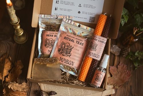 Magical Mabon Event Box with Altar Candles, Soap, Candle Dressing Kit, Anointing Oil & Celebration Guides …