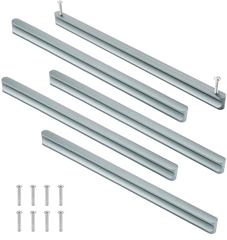 Coptiner 5 Stück Möbelgriffe Küchengriffe 256 mm Lochabstand Schrankgriffe Grau Aluminiumgriffe Schubladengriffe Stangengriff Möbel Kabinett Griffe für Küchenschränke, Schublade