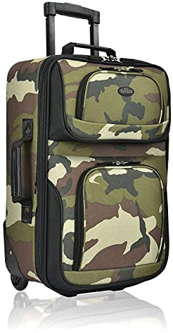 U.S. Traveler Rio Lightweight Softside Rolling Carry-on Suitcase, 2-Wheel Single, Camouflauge