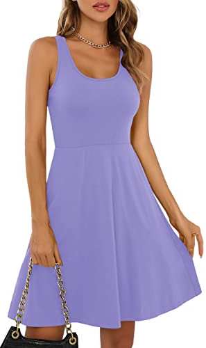 Missufe Damen Sommerkleid Minikleid Rockabilly Freizeitkleid Skaterkleid Kurzes Tank Kleider