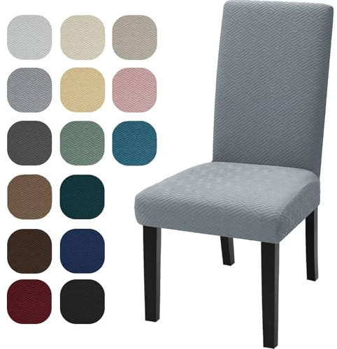 YSTELLAA Stuhlhussen 6er Set, Stuhlhussen Stretch, Sesselüberzug, Universal-Sitzbezug, Waschbar Und Abnehmbar, Dekoration Stuhlbezug Für Haus, Bankett-/Büro-Hochzeitsdekorationen, Hellgrau