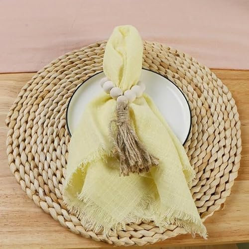 KIZAMI 2/4/6/8PCS 30 * 30CM Salbeigrüne Baumwollserviette, Wiederverwendbare Gaze-Serviette, Käsetuch-Serviette, Schwarze Servietten mit Fransen, weiß