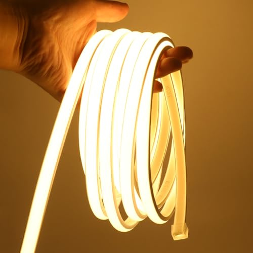 KISUFU 220V Tira de LED COB, 288 LED/m Neón Cinta LED Light Strip IP65 Impermeable, Cada Corte de 50cm Luz de Cuerda para Extérieur iluminación del hogar