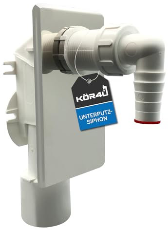 kör4u Sifone da incasso per lavatrici con rivestimento in acciaio inox, sifone da incasso per lavatrice, attacco lavatrice