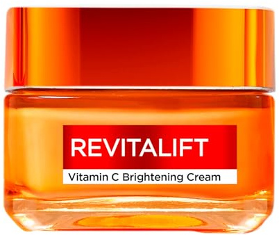 L'Oréal Paris Crema Viso Illuminante, Adatta a Pelli Sensibili, Azione Levigante e Uniformante, Pelle Morbida e Elastica, Con Vitamina C + Acido Salicilico, Revitalift, 50 ml