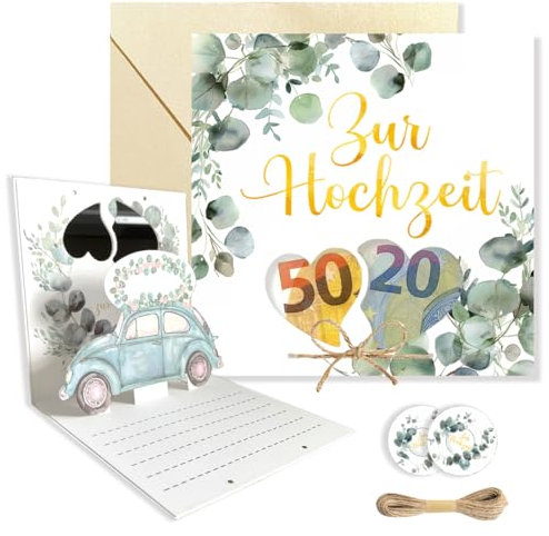 Yezirzax Geldgeschenk Hochzeit, Originelle Hochzeitsgeschenke für Brautpaar, Coole Hochzeit Geldgeschenk, Einzigartiges Hochzeitsgeschenk Personalisierte Hochzeitskarte Geldgeschenk mit Umschlägen