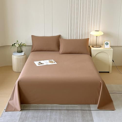 HAIBA Bettlaken ohne Gummizug 245x270cm braun Betttuch ohne Gummi Baumwollstoff Laken zum zudecken Hotel
