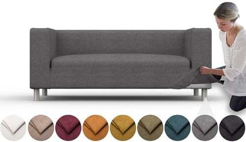 comfortly Bezug für Klippan 2-Sitzer-Sofa, Ersatz-Schonbezug, strapazierfähig, 1 Stück, weicher, strapazierfähiger, waschbarer Stoff, leicht zu reinigen und zu ersetzen (Krone, Dunkelgrau)