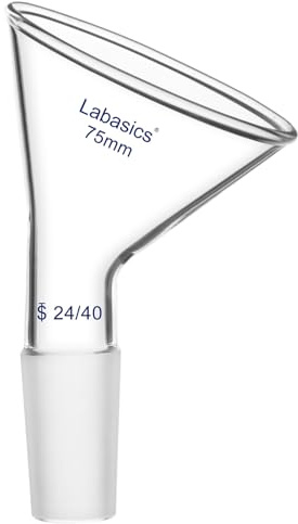 Labasics Embudo de Polvo Oblicuo de Vidrio, Vástago Corto, Diámetro Superior con Junta Interna 24/40, Embudo de Filtro Resistente a Productos Químicos Para uso en Laboratorio, 75 mm
