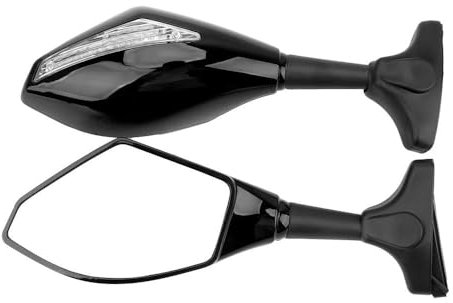 DZSYANJIASM Seitenspiegel Zubehör Motorrad Blinker Spiegel EIN Paar Blinker Integrierte Seite Spiegel Rückspiegel Spiegel Set Links RECHTS(Schwarz)