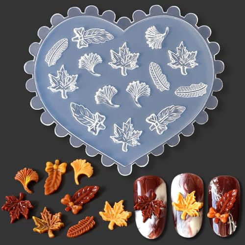 3D Ahorn Blatt Nageldesign Silikon Nagel Formen Herbst Blätter Nail Charms Molds Silikonform Autumn Maple Nagelstempel Silikonformen Für Nail Art Fall Leaf Nagel Charms Resin Formen Nagel Zubehör