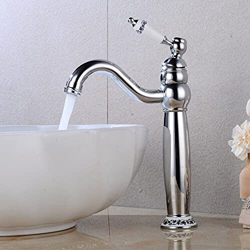 Retro Waschtischarmatur Vintage Badarmatur Messing Mischbatterie Wasserhahn Bad Einhebelmischer Hoch Waschbecken Armatur