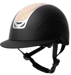 Horze Casco da equitazione da donna con cristalli, CE EN 1384:2023, regolabile, glitter albicocca, nero, 52/54