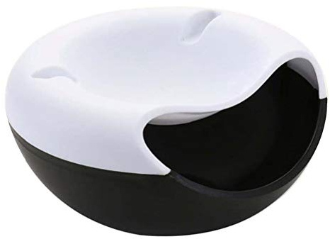 Qcwwy Nussschale mit Handy-Halterung, Multifunktionale Doppellagige Snack-Aufbewahrungsbox, Haushaltsteller-Organizer für Obst, Sonnenblumenkerne (Schwarz und weiß)