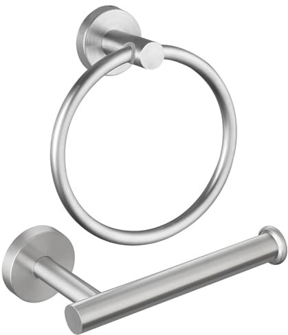 Toallero y portarrollos de Papel higiénico, Juego de 2 Piezas de Hardware de baño de Acero Inoxidable, toallero y portarrollos de Papel higiénico, Accesorios de baño Níquel Cepillado