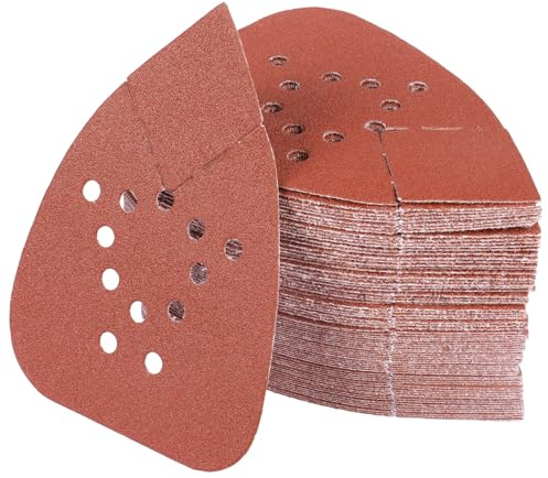 PMIQSA 100 Pieces 120 Grit Mouse Sander Paper Hook and Loop 12 Holes | Sander Sheets,93x135mm Sandpaper, for Black and Decker Detail palm Sander Pads