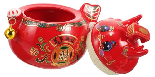 Garneck Zodiac Dragon Ceramic Storage Jar Tea Canister Lid for Loose Tea and Condiments for Kitchen