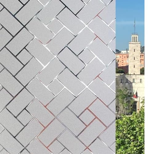 Dekorative Glasfolie (Ziegel, 120 x 200 cm), große Formate, Sichtschutz, selbstklebend, ohne Kleber, UV-Schutz, ohne Rückstände, einfache Anwendung, Fenster, Dusche, statische Haftung, abnehmbar