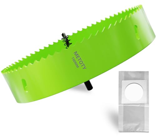 METOTY Scie cloche bi-métal de 190 mm, scies cloches universelles HSS M42, avec adaptateur à tige triangulaire et foret de centrage, un sac anti-poussière gratuit pour aluminium, métaux, plastiques