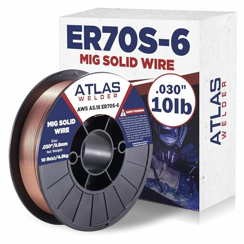 ATLASWELDER Solid MIG Welding Wire, ER70S-6 .030 Inch 10LB with Low Spatter and High Levels of Deoxidizers for All Position Gas Welding