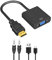 Adaptateur HDMI vers VGA (Mâle vers Femelle) - Convertisseur HDMI pour Bureau, Ordinateur Portable, PC, Moniteur, Projecteur, HDTV, Chromebook, Raspberry Pi, R-oku, X-box – Noir, Résolution 1080p