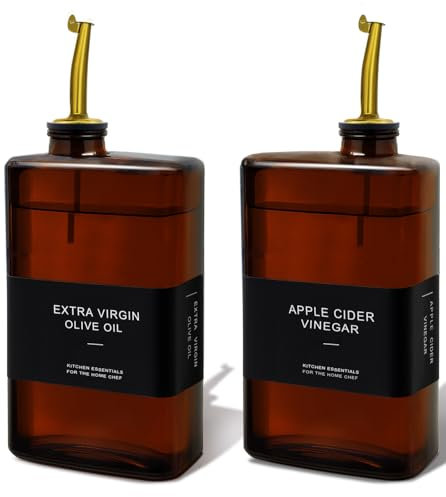 Joawuis Olive Oil Dispenser Bottle for Kitchen, 350ml Dark Glass Container with UV Protection, Oil and Vinegar Dispenser Set, Coffee Syrup Dispenser (Dark, 350ml- 2pcs)