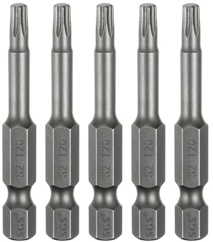 QUARKZMAN Testa Torx T20 Punta Cacciavite 2 (50mm) L S2 Acciaio 5Pz | 1/4 Codolo Esagonale, Magnetica Senza Foro Punta, Antimanomissione, 6 Punte Stella Cacciavite Trapano Cacciaviti