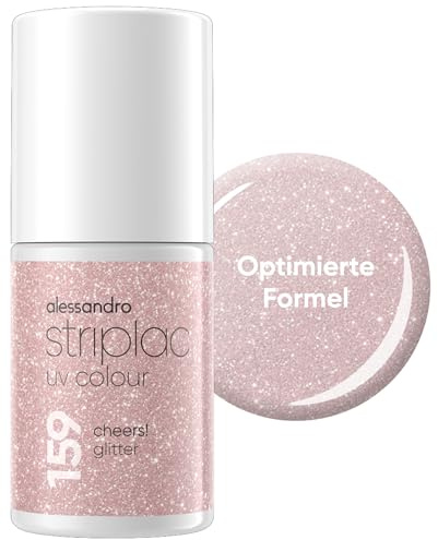 alessandro Striplac Peel-Off UV Gel Nagellack, Cheers! Glitter, 6,5ml | Hochpigmentierter UV Gel Nagellack, bis zu 15 Tage Halt, kratzfest, acetonfrei & abziehbar, HEMA-frei & vegan