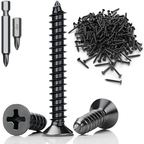 Mbsomnus 30 Piezas Tornillos para Madera M5x40mm Negro | Acero Inoxidable 304, Autorroscantes, para Instalación de Ventanas, Equipos Oficina, Muebles, Bricolaje, DIY