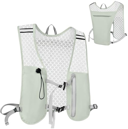 Alaoo Zaino da Corsa, Running Vest, Leggero Zaino Idratazione, con Strisce Riflettenti, Rete Traspirante, per Corsa Ciclismo Maratona Trekking Trail(Grigio)