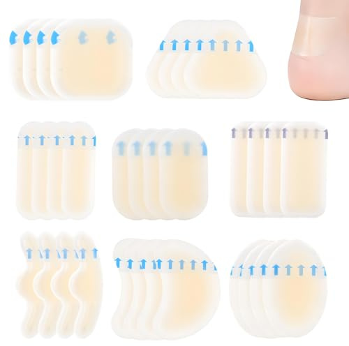 32 Stück Blasenpflaster Set, Blasenpflaster Ferse, Blasenpflaster, Für Blase Fuß Schutz, Unsichtbare Ferse Hydrokolloid Pflaster, Linderung Von Reibungsschmerzen Finger, Zehen, Vorfuß, Ferse
