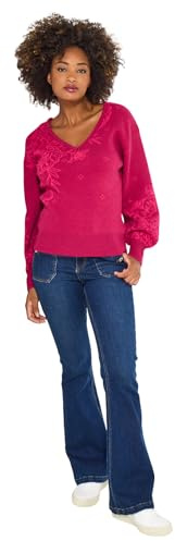Joe Browns Pull à col en V Cachemire pour Femme, Coupe décontractée, Coupe régulière, Rose, Rose, 36