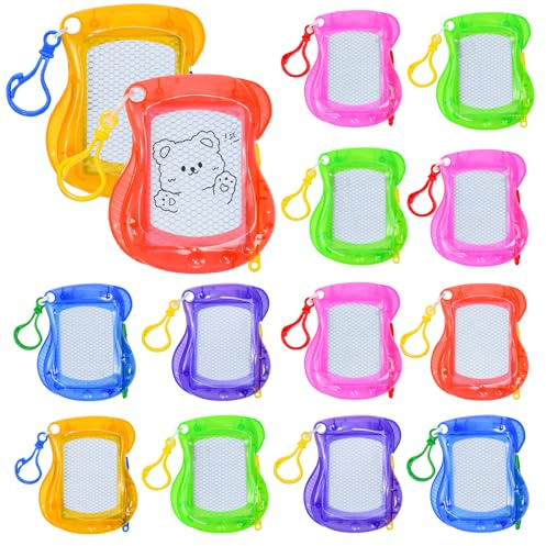 FuxFuis 14 Pz Mini Lavagne Magnetiche, Mini Lavagnetta da Disegno Cancellabile, Portachiavi con Piccole Lavagne, Lavagnetta Magica Colori per Bambini, Giocattolo Educativo per Feste di Compleanno