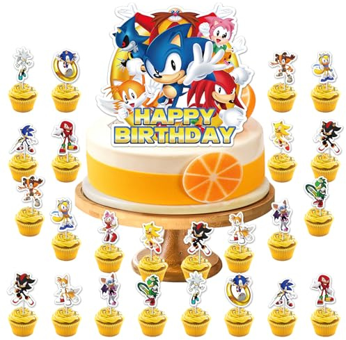 49 Stück Hedgehog Tortendeko, Happy Birthday Kuchen Blitz Deko Dedektivparty Cupcake Toppers Cake Topper Geburtstagsfeier Party Geburtstag Jungen Kinder Cartoon Party